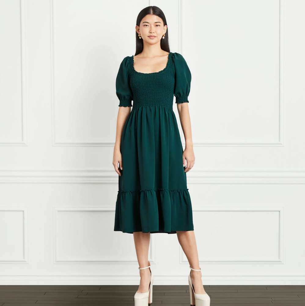 Hill House Green Crepe Louisa Nap Dress